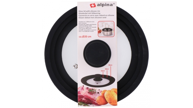 Alpina Glazen Deksel met Siliconen Rand 16/18/20 cm