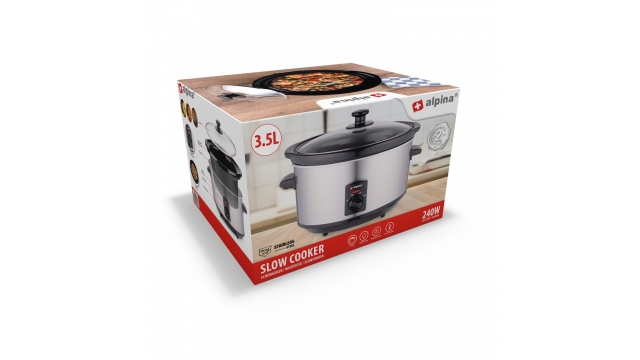 Alpina Slowcooker 3.5L 240W RVS/Zwart