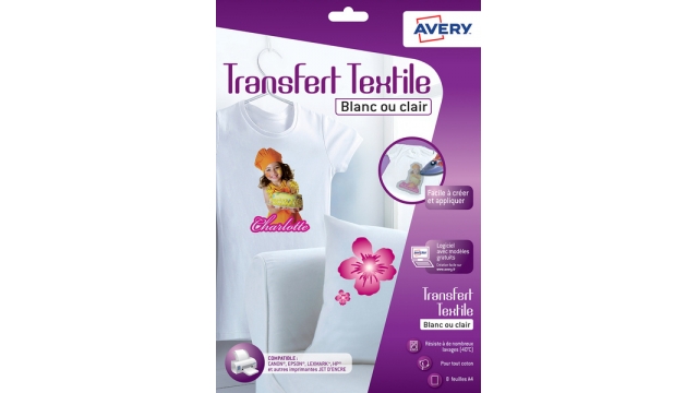 Avery AV-C9405-8 Transferfolie T-shirt A4 Transparant Doos A 8 Vel