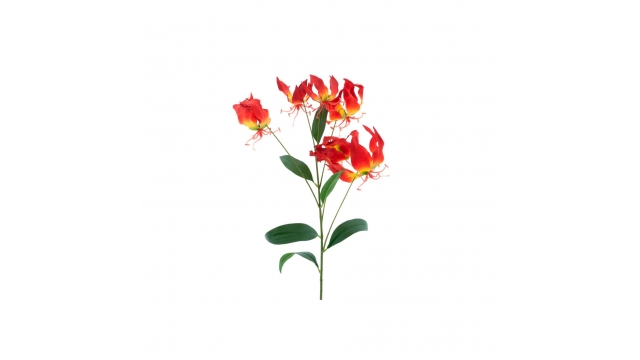 Kunstbloem Gloriosa Lily 90 cm Rood/Geel/Zijde