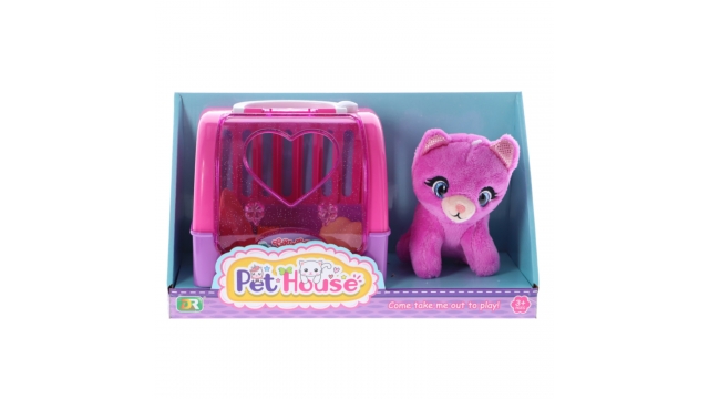 Pet House Knuffel Kat + Reiskoffer en Accessoires