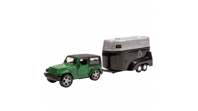 City Die-Cast Jeep met Paardentrailer Groen/Zwart