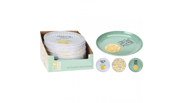 Excellent Houseware Bord Ø20 Cm Lemon 3 Assorti