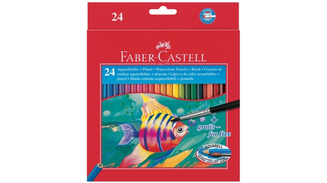 Faber Castell FC-114425 Aquarelpotlood Faber-Castell Etui A 24 Stuks + Penseel