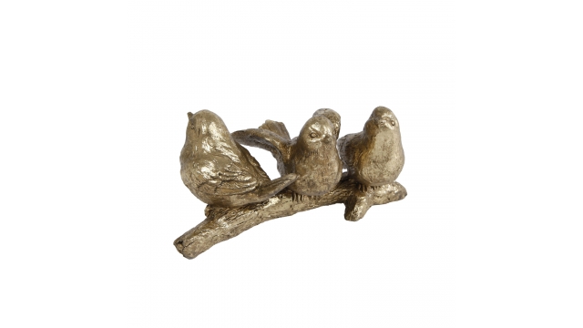 Gifts Amsterdam Sculptuur Vogels Op Tak 3 Goud Polystone 14x7x7cm