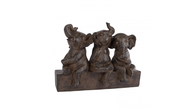 Gifts Amsterdam Sculptuur Three Elephants Bruin Polyst 25x11x18,5