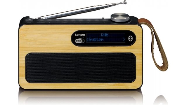 Lenco PDR-040BAMBOOBK Draagbare DAB Radio met FM/DAB+/Bluetooth Klok en Alarmfunctie Bamboe-Zwart