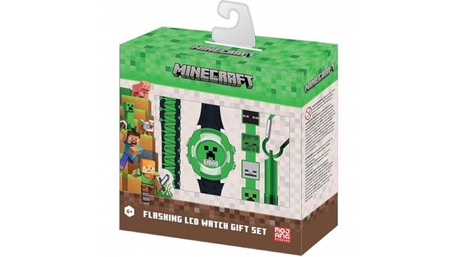 Accutime Minecraft Horloge Cadeau Set Groen/Zwart