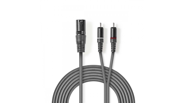 Nedis COTH15200GY15 Xlr-audiokabel Xlr 3-pins Male - 2x Rca Male 1,5 M Grijs