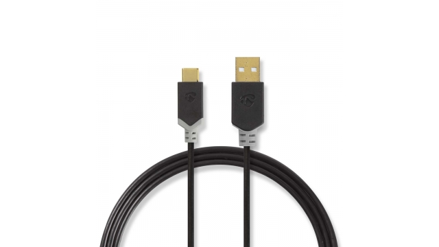 Nedis CCBW60601AT20 Usb-kabel Usb 2.0 Usb-a Male Usb-c™ Male 480 Mbps Verguld 2.00 M Rond Pvc Antraciet Doos