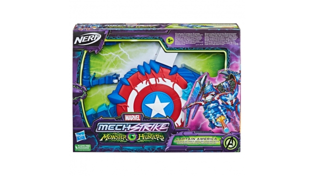 Nerf Marvel Mech Strike Monster Hunters Captain America + 3 Darts