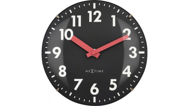 NeXtime NE-3533ZW Glazen Tafelklok Duomo Mini 20 cm Zwart/Rood