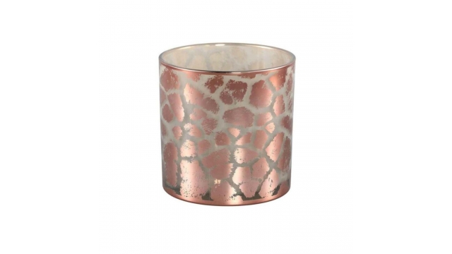 Windlicht Desiree Giraffeprint 15 cm Glas/Roze