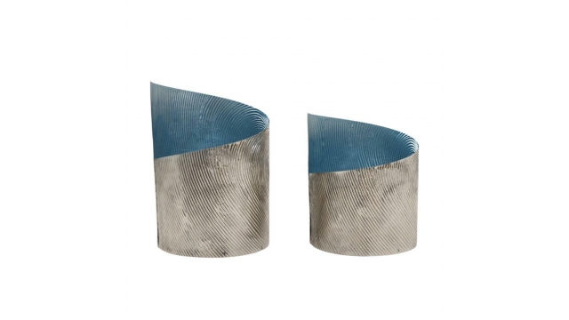 Theelichthouders 2 Stuks Savy Blue/Metaal