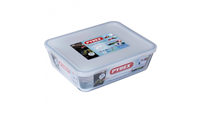 Pyrex Cook & Freeze Glazen Ovenschaal + Deksel 2.6L Transparant