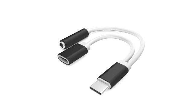 Scanpart Adapter USB-C(m)>USB-C(f) en Jack Zwart/Wit