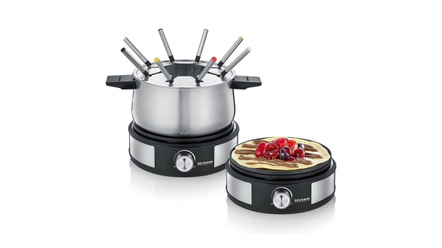 Severin FO2471 Fondue-Crêpe Combi RVS/Zwart