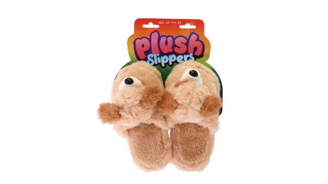 Pluche Kinderpantoffels Hond Maat 25-27 Beige