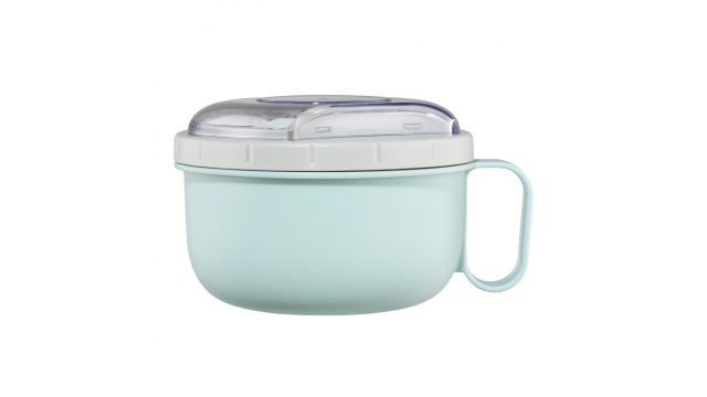 Xavax Lunchbox Rond Voor Magnetron Met Bestek 1100 Ml Pastelblauw/grijs